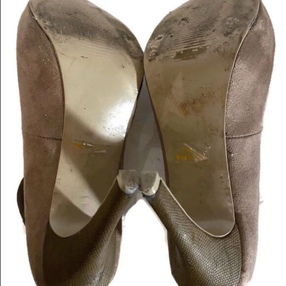 Penny Loves Kenny Beige Suede Platform Heels 7.5 - Picture 4 of 4